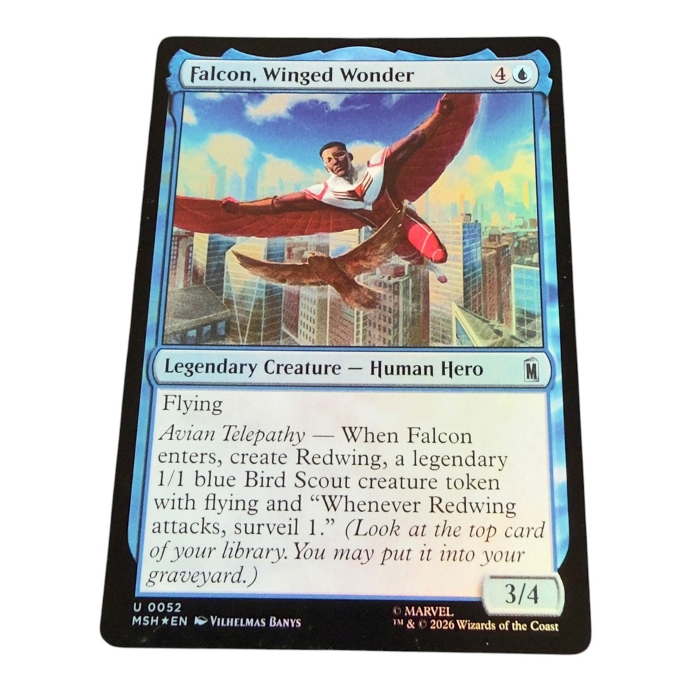 Falcon Winged Wonder 0052 Marvel Magic The Gathering MTG Mythic Rare Blue Card